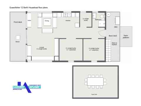 Queenfisher 12 Berth Houseboat floor plans